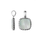 Handcrafted Sterling Silver Mother Of Pearl Cushion Pendant With Balinese Frame Design.